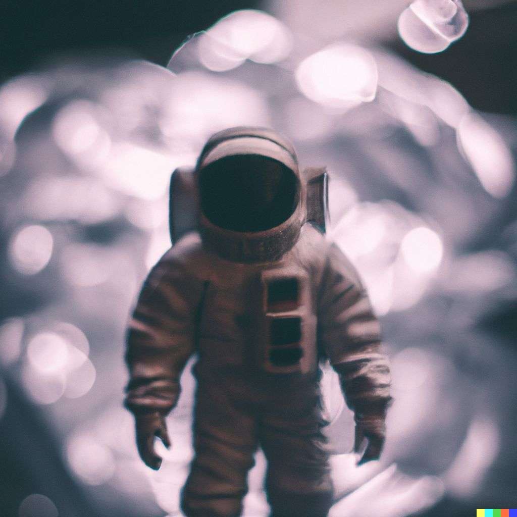 an astronaut, photograph, extreme bokeh